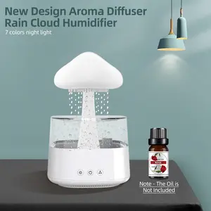Rain Cloud Humidifier with Adjustable LED Lights Remote Control Cool Mist Essential Oil Diffuser 450ml Rain Sounds Air Humidifiers with White Noise for Bedroom Desk Bedside Sleeping Relaxin