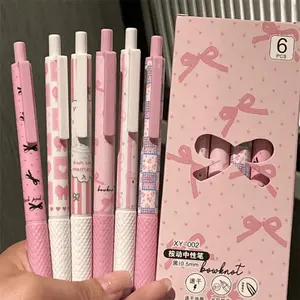 Bow Pattern Gel Pen Set, 6/12 Pcs Quick Drying Smooth Writing Pens, Cute Japanese Stationery for Home, Office, School & Dorm, Special Pen