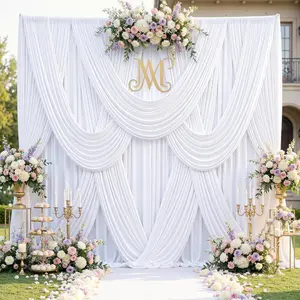20ft x 14ft White Backdrop Curtains, 4 Panels Extra Long Wrinkle Free Soft Fabric Drapes for Wedding Party Decor, Photo Backdrop for  Shower Birthday Stage Reception, Staircase Lobby Decoration