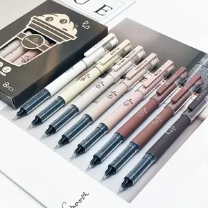 6-Piece Coffee Afternoon Tea Series Neutral Pen Set, Liquid Tip Needle Head Design, Quick-Dry Ink Pens, Smooth Writing Pens, Ideal for Writing & Signing