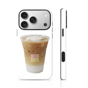 Iced Coffee Print Phone Case for iPhone 17 Pro Max/16 Pro Max/15Pro Max 15/14/13/12 & Samsung S25 Ultra All Models, Double-Layer TPU Shockproof Protective Cover (Fun Yellow Meme Print)