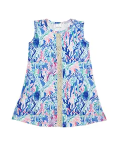 blue sleeveless flower Girls dress