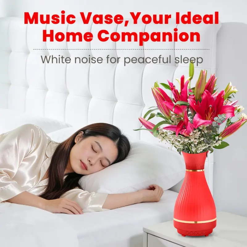 Smart Flower Pot Speaker with Seven-Color Atmosphere Light, Bluetooth-compatible Audio, Aux & TF Card Input, USB Charging, Indoor Use