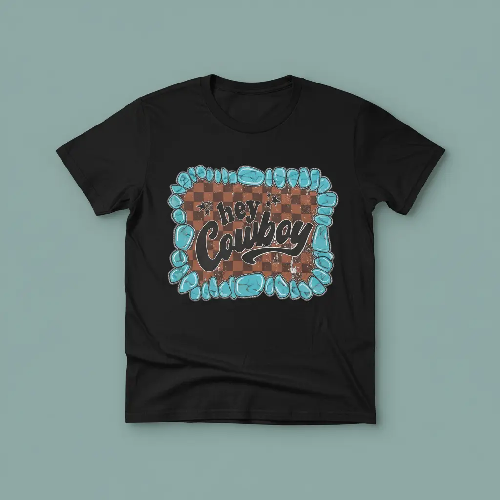 Hey turquoise cowboy western Tshirt, western rodeo graphic tshirt, trending tshirt, popular tshirt, western boutique, Gift For Her ENNFT