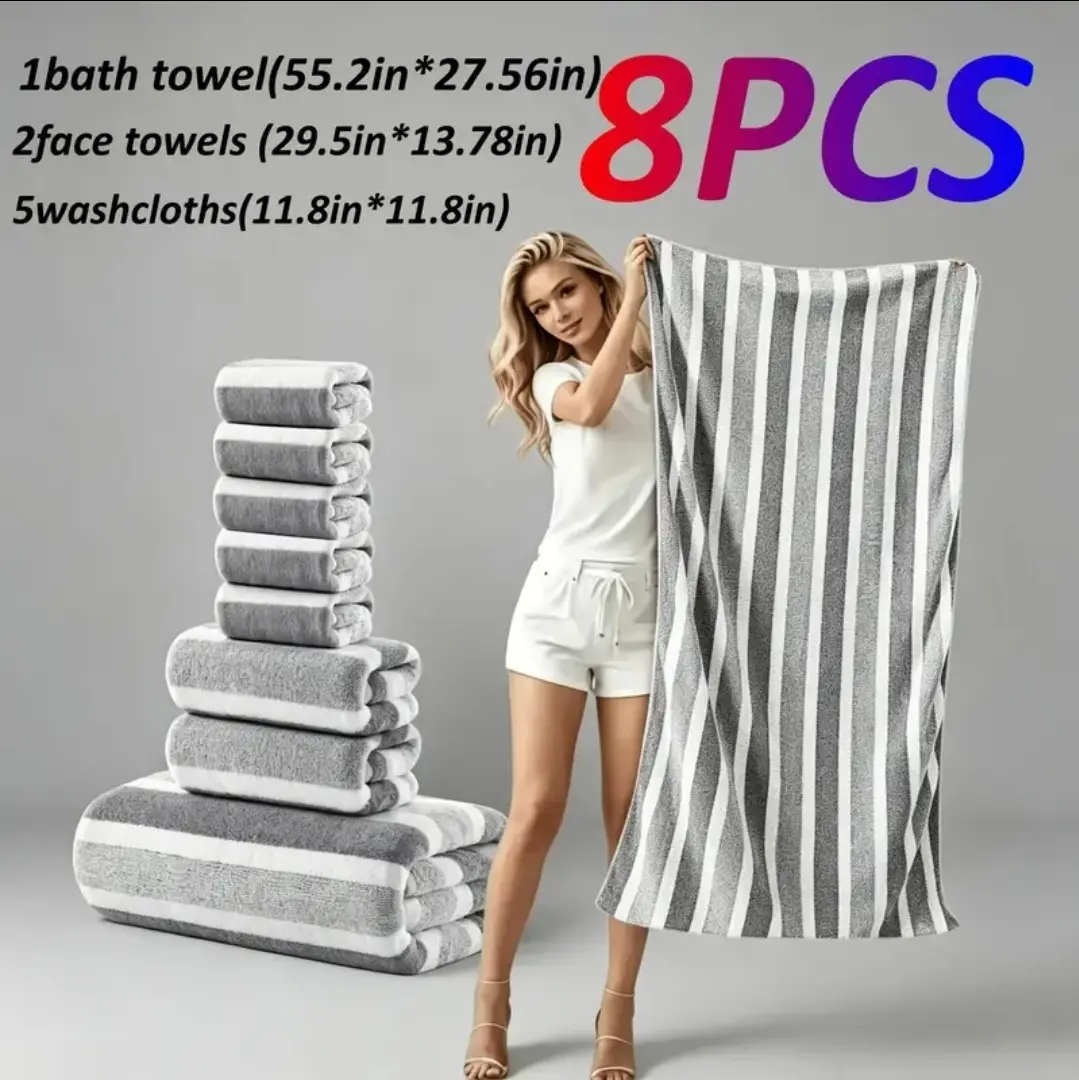 Bath Towel Set, 8pcs Large Safe Bathing Towels for Home Bathroom Supplies