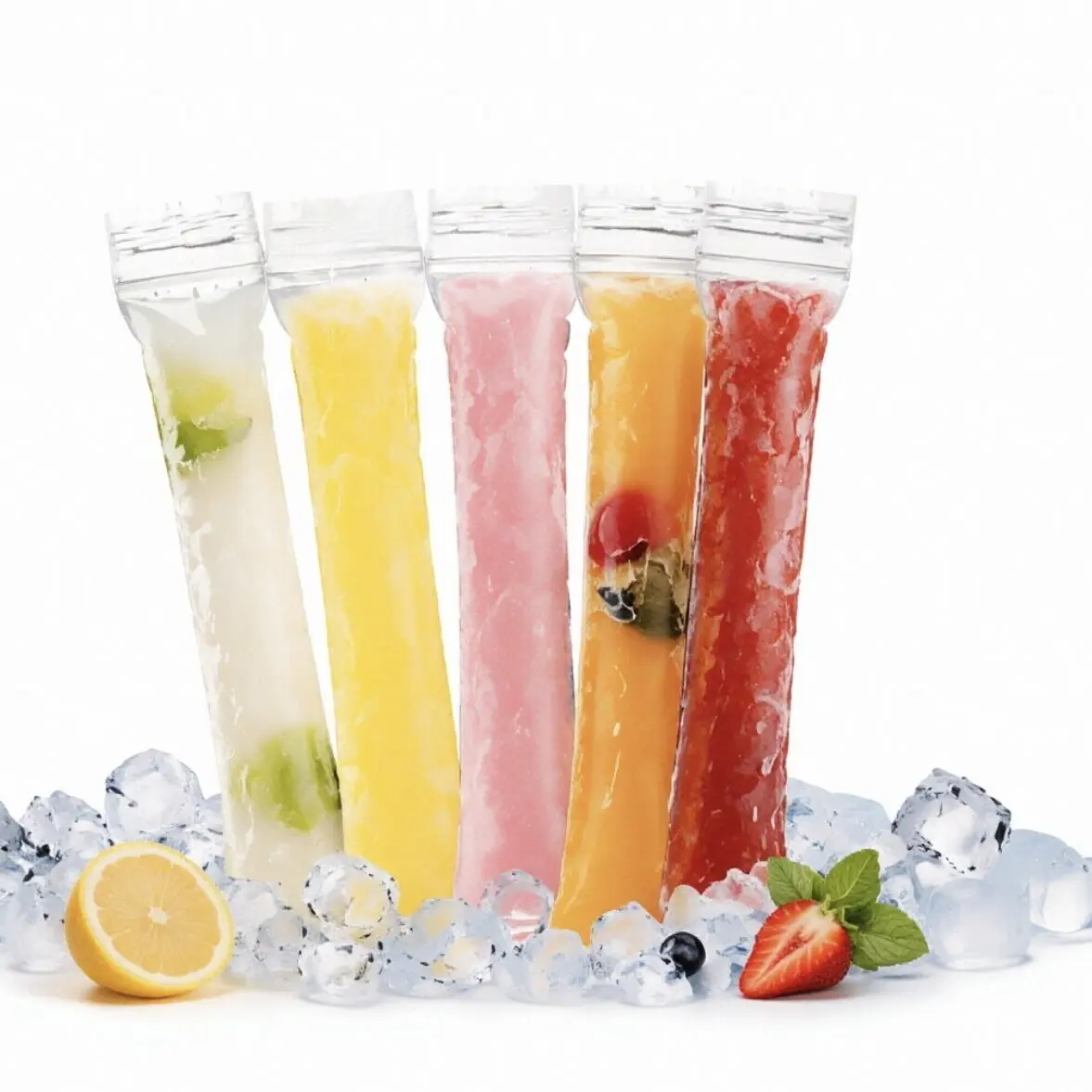 100 PCS DIY Ice Pop Bags - Bisphenol A (BPA) No, Leak-Proof, Easy-Fill Disposable Popsicle Pouches, Homemade Frozen Treat Maker for Kids Summer Snacks (Home & Festive Party Supplies)