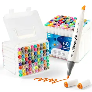48/60/80 Color Professional Dual Tip Drawing Markers Set, Permanent Art Markers for Illustrations, School Supplies, Christmas New Year Gift