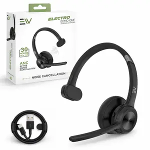 Electronic World Bluetooth Wireless Noise Cancelling Audio Headphones with Mic, 30H Talk Time, Foldable, Manufacturer Warranty, for Trucker Work & Computer/Phone/Other Devices, Black, No Cable Needed
