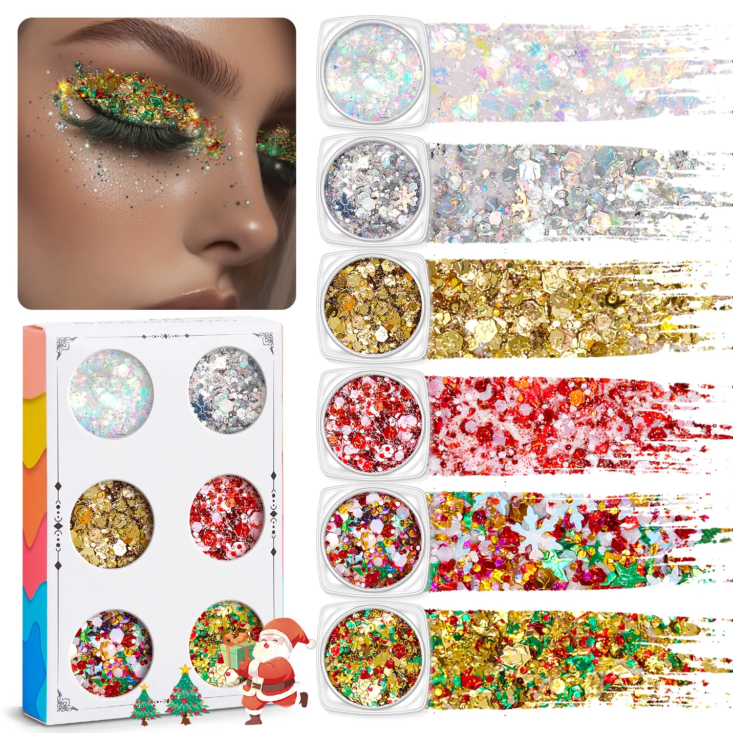 Iridescent Sparkly Shimmer Face Paint Glitter Gel - July 14th Independence Day & Soccer Use, Bedazzled Body Arts Makeup for Youth & Adults, Lightweight Waterproof Multi-Purpose Cosmetic for Face, Hair, Body