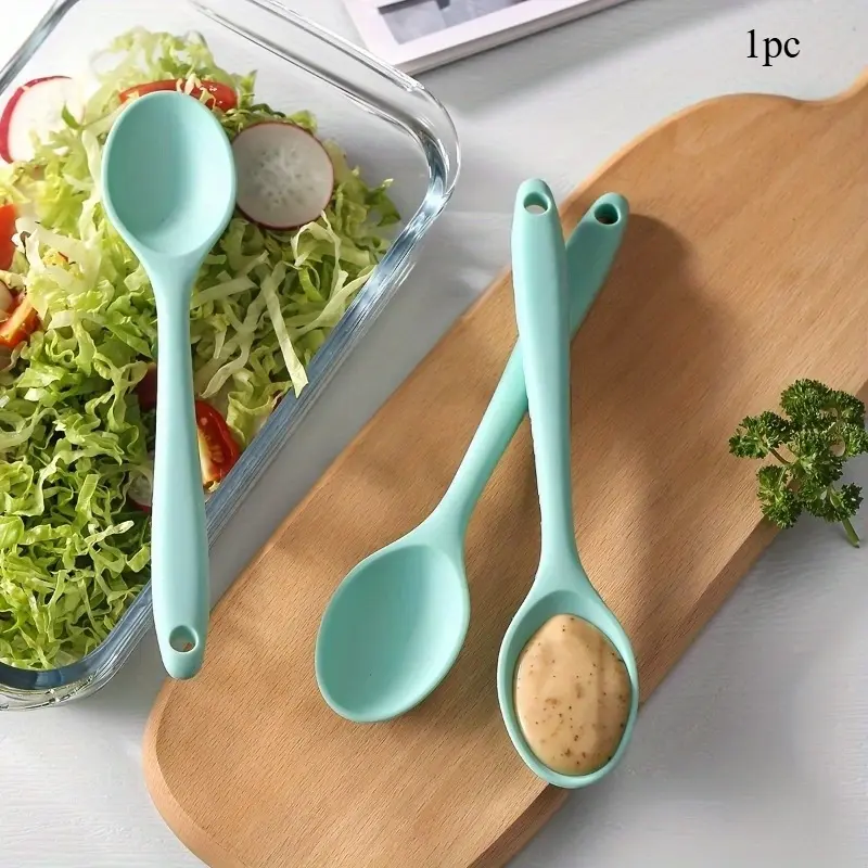 1pc Multifunctional Silicone Dessert Spoon for Kitchen Utensils Gadgets Baking and Serving - Dishwasher Safe, Heat Resistant, and Easy to Clean, Silicone Cooking Spoon
