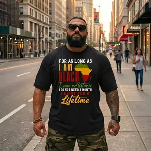 [Black History, T-Shirt] Black History Month Celebrations Bold Graphic Design I Am Black History Men's Cotton T-Shirt | Short Sleeve, Crew Neck, Casual & Comfortable Fit, Plus Sizes