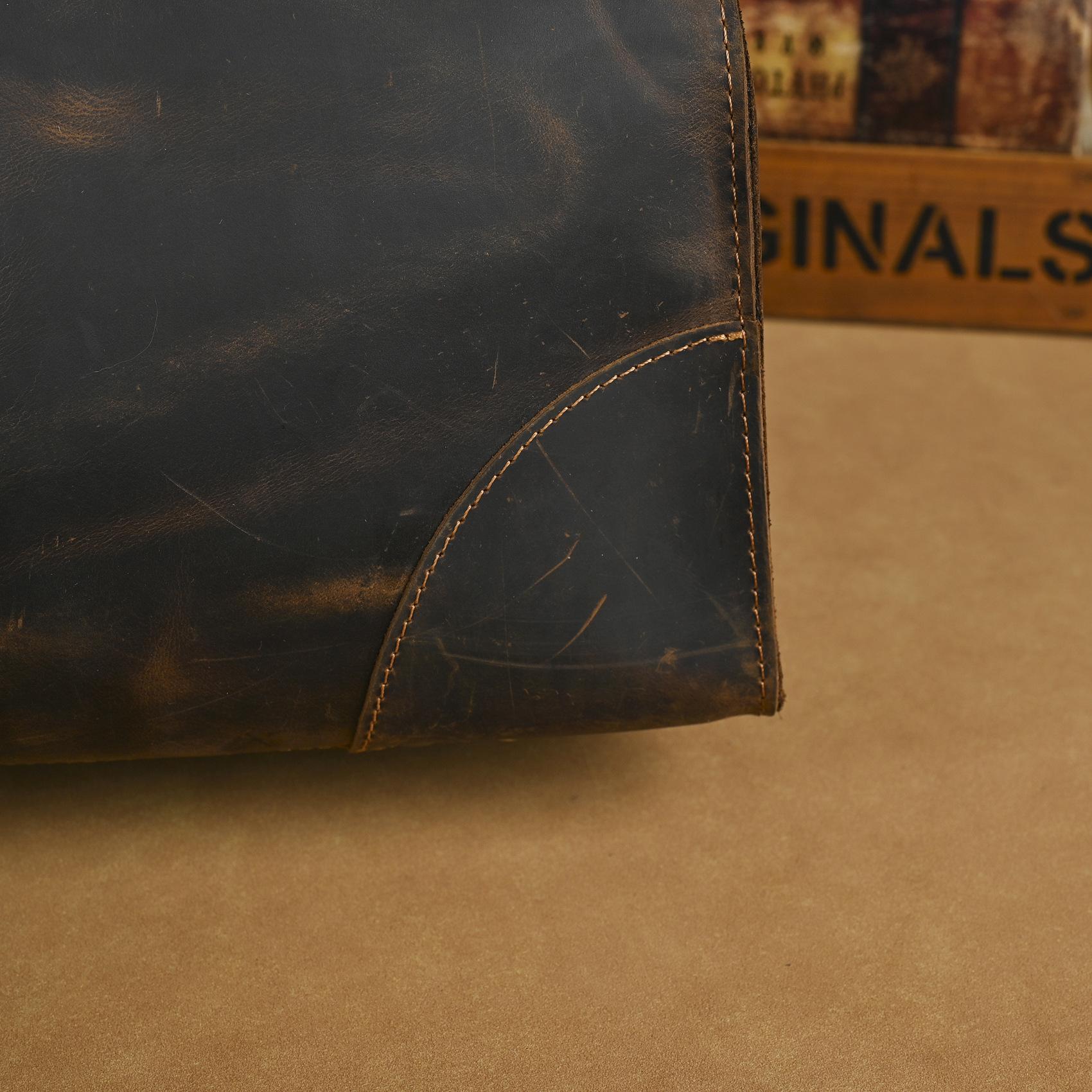 "Men's Vintage Faux Leather Duffel Bag Large Capacity Weekender Travel Luggage"