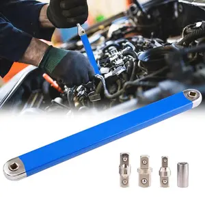 Professional Offset Extension Wrench, 1 Set Ratchet Extension Wrench with 1/2", 1/4", and 3/8" Square Drive Sockets, Multi-purpose Mechanical Tool for Tight Spaces, Automotive Vehicle Tool, Car Repair Tools