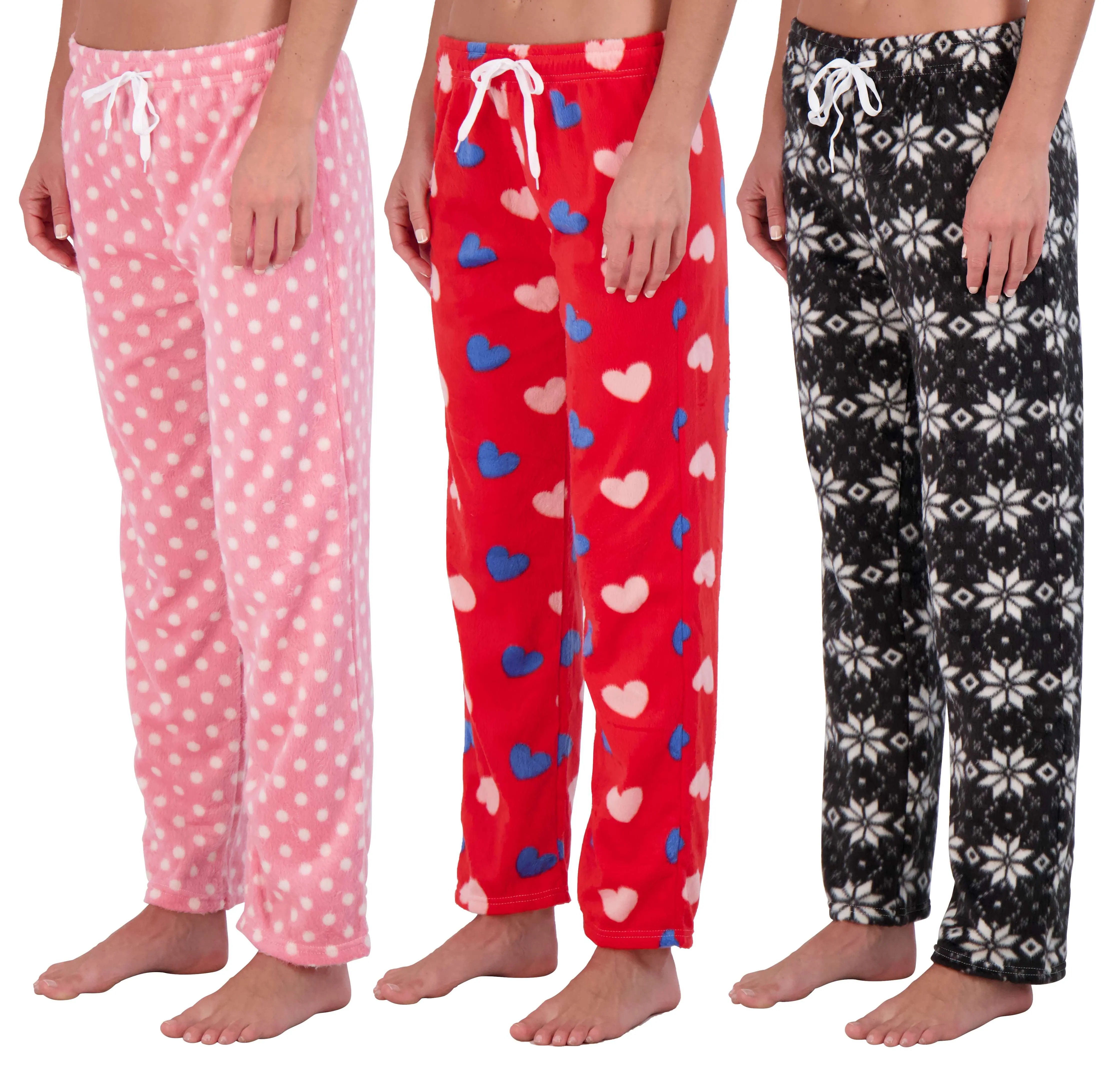 Real Essentials Women's 3-Pack Ultra-Soft Comfortable Pjs Lounge Pants, Womenswear Clothing Sleepwear with Fleece & Soft Knit Options, Maternity & Plus Size Available Casual Loungewear