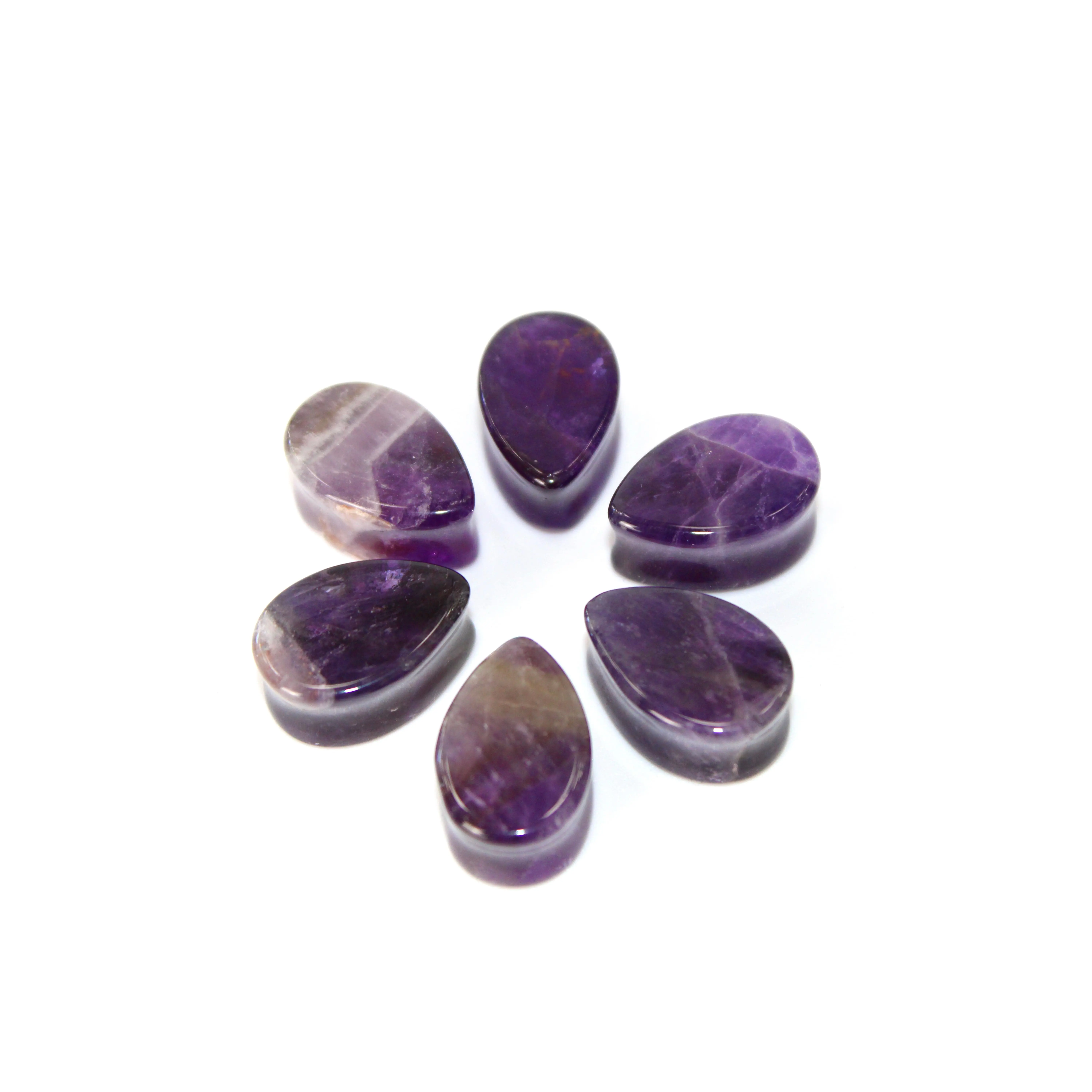 Amethyst Stone Tear Drop Pair of Natural Purple Gauges