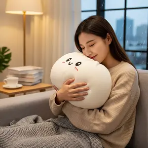 Large Dumpling Squishy Plush Toy Soft PET Stuffed Hug Pillow Adorable Steamer Design Home Decoration Stress Relief Toy for Kids