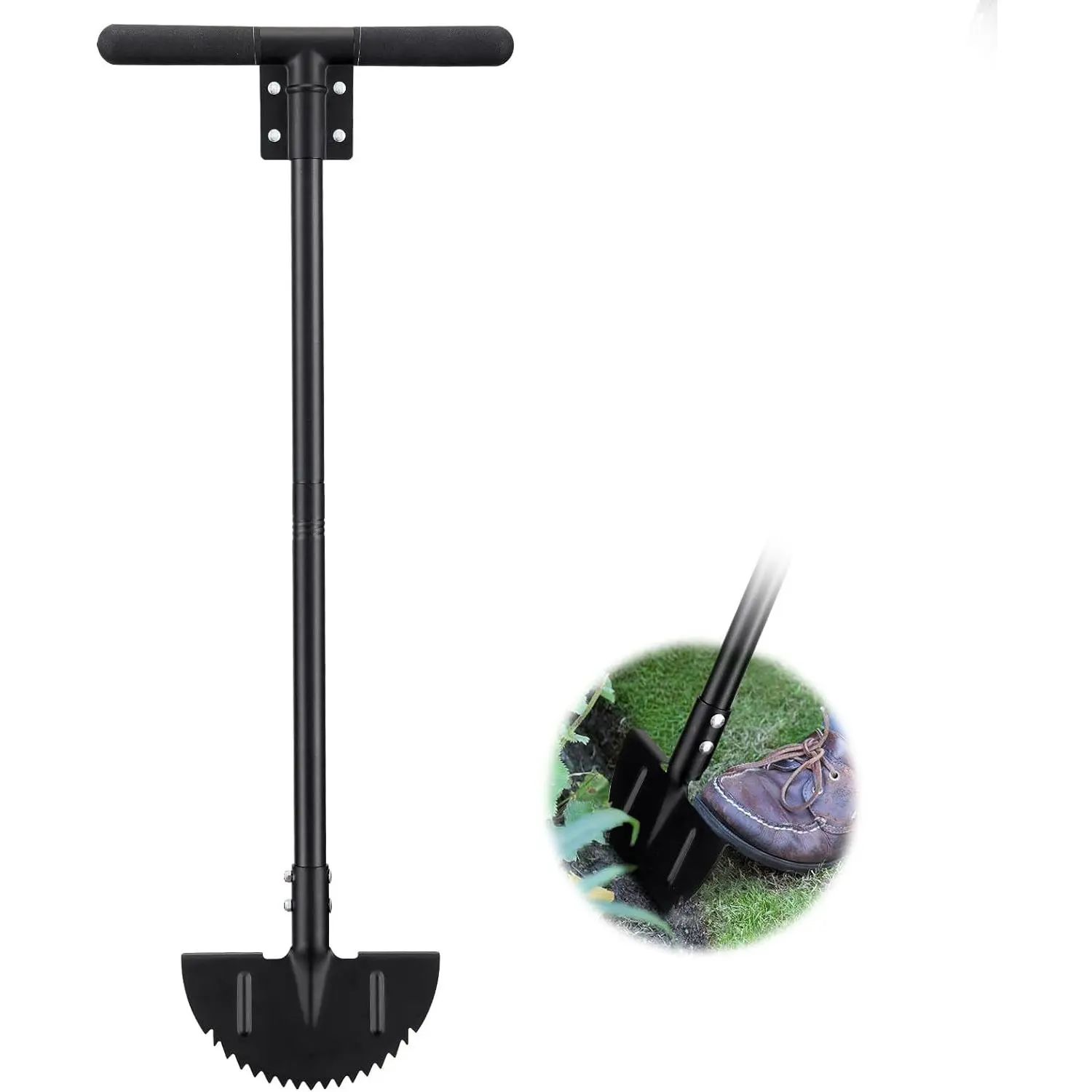 Half Moon Manual Lawn Edger - 36 in Long Handle, Heavy Duty Tool for Driveway, Landscaping, Flower Bed, Sidewalk - 5" High Cutting Edge