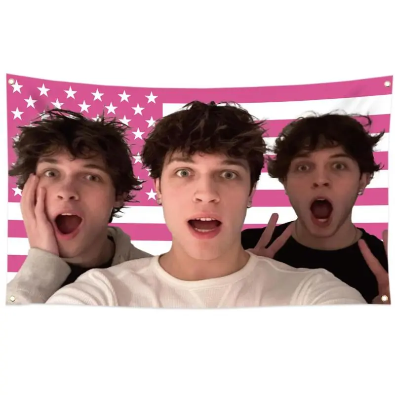 Sturniolo Triplets Funny Polyester Tapestry Flag - 3x5Ft (60in x 40in) Synthetic Durable Decorative Wall Decor, 4 Brass Grommets, Trippy Hanging Piece for Indoors Bedroom, Party Gifts & Souvenirs, Trippy Look