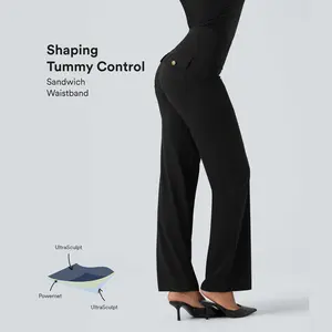 Halara UltraSculpt High Waisted Tummy Control Straight Leg Work Pants with Pockets