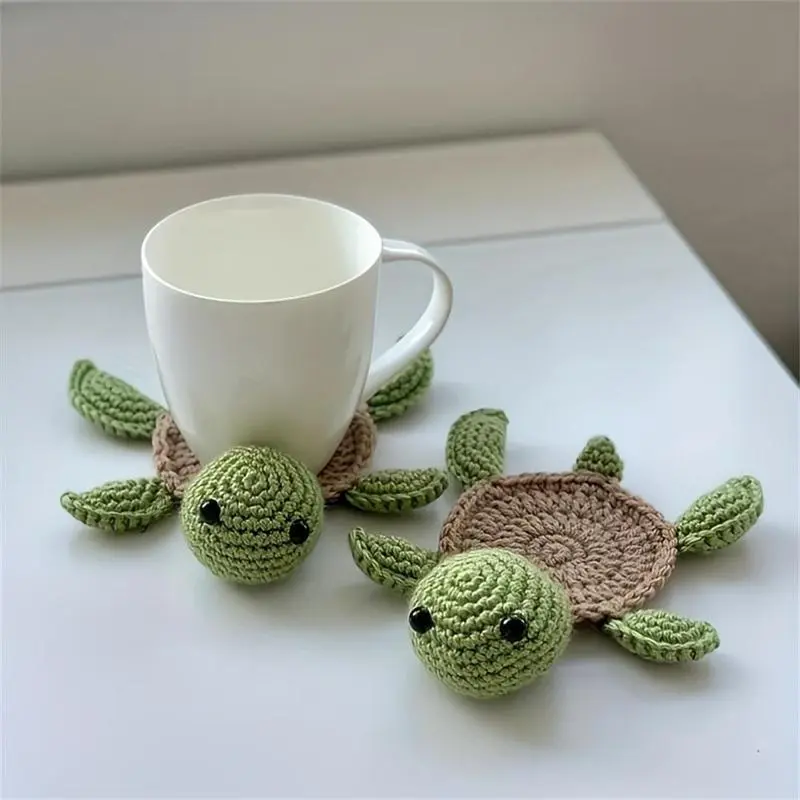 Cute Turtle Design Tea Coaster, 1 Count Handmade Crochet Insulated Table Protector, Heat Resistant Cup Coaster, Kitchen Coasters, Kitchen Accessories, Quirky Turtle Coasters, Coasters For Drinks, Decorative Coaster