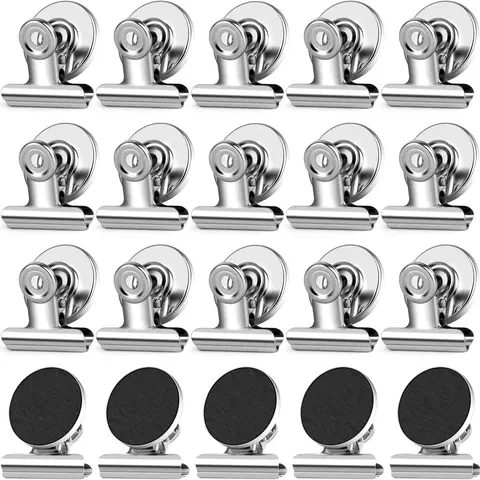 Super Z Outlet Magnetic Clips 16pcs Heavy Duty Refrigerator Magnet Clips Fridge Magnets Strong Round Metal Stainless Steel