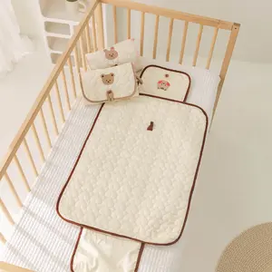 Portable Baby Newborn Diaper Changing Pad, Multifunctional Foldable Embroidered Waterproof Urine Mat, Travel-Friendly Wet Wipe Bag for Infants