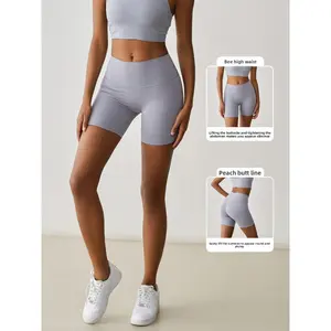 Women's High-Waisted Tummy-Tightening Nude-Feel 3/4 Length Biker Shorts for Yoga, Running - Spring-Summer, Butt-Lifting, Shorts Women, Biker Shorts Women