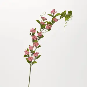 Pink Faux Berry Cluster 36" Long Stem Faux Botanical Branch Spray