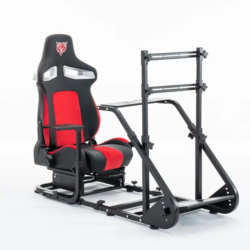 Enhanced Stable Leather Gaming Wheel Cockpit - Adjustable Driving Simulator Accessory Compatible with Fanatec, PXN, Thrustmaster, Logitech (Excludes Handbrake, Pedals, Steering Wheel, Monitor, Television, Transmission), Leather Gaming Chair, Video Game Se