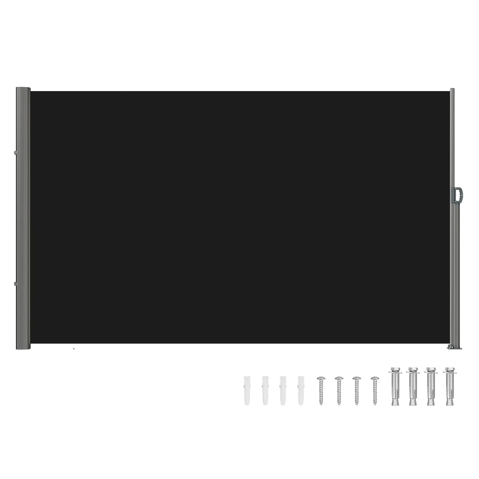 VEVOR Retractable Side Awning, 71''x118'' 280g Polyester Waterproof Aluminum Frame Sunshade Canopy, UV 30+ Sun Protection, Windproof Patio Privacy Screen, Adjustable Shade, Courtyard Divider, Black (Father's Day Gift)