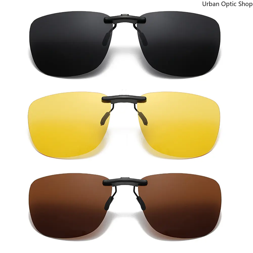 XUH 3-Pack Clip-On Sunglasses for Prescription Glasses, Polarized Wrap Around Shades for Women, Square Nylon Lenses with UV400 Anti-Glare for Outdoor Wear, Uv400 Lens, Stylish Accessories, Uv Protection Lens