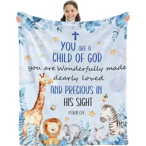 Catholic Baptism Gifts for Boys - Baptism Blanket for Boys, Christening Gifts for Boy, Christian Gift for Kids, Baptismal Gift for Boy Catholic, Christening Blanket for Kids