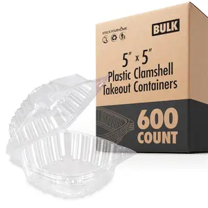 5x5 Plastic Clamshell Takeout Containers (600 Pack)