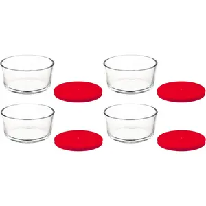 2 Cup Glass Food Storage Containers w/Lids. Stackable Meal Prep, Lunch/Bento or Leftover Salad Bowls. 8 Piece (Dishes & Lids) BPA Free Lids