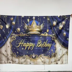 Birthday Party Banner, Party Decorations Banners, Crown & Letter Pattern Happy Birthday Birthday Party Backdrop, Photo Props Background Cloth, Indoor & Outdoor Decoration Supplies, Ornaments