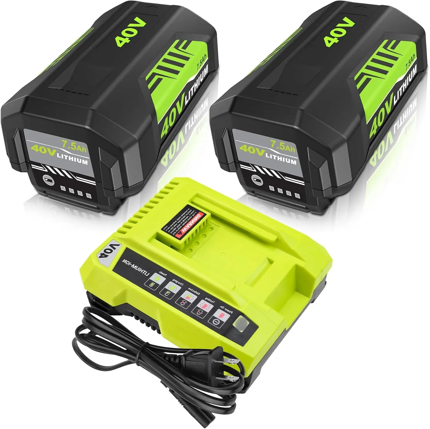 7500MAh 40V  Replacement Battery OP4026 & OP401 Charger for Ryobi, Compatible with OP40201 OP4040 OP40404 Lithium Ion Batteries
