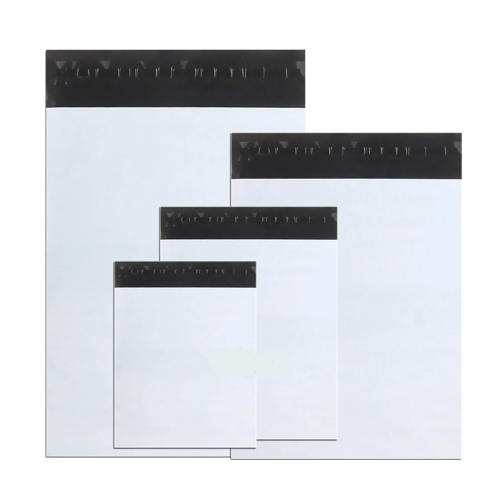 White Self-Adhesive Poly Mailers - 100 Pack, 4 Assorted Sizes, Waterproof Tear-Resistant Mailing Envelopes, Packaging Supplies for Apparel, Books, Mail Items