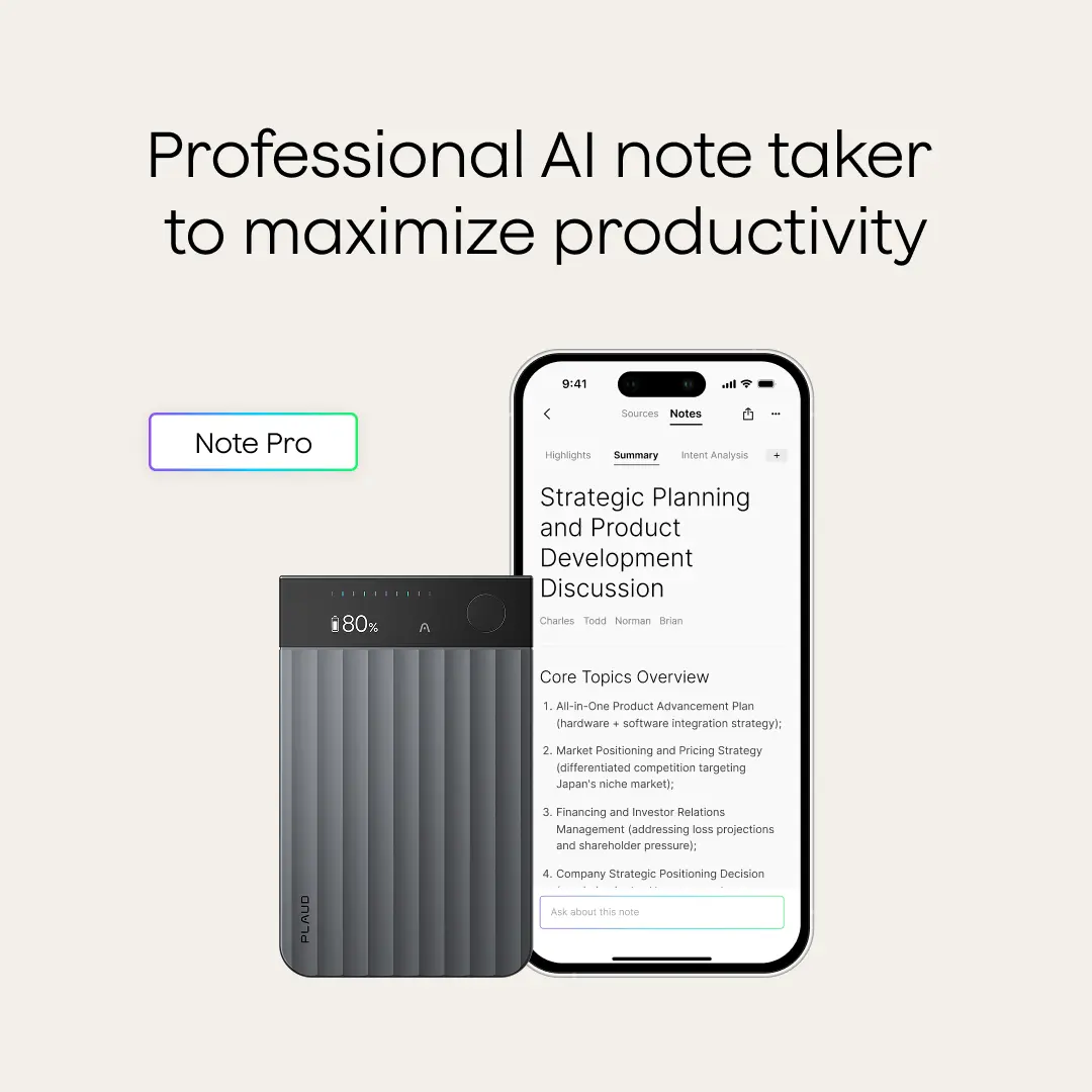 Plaud Note Pro Professional AI Voice Recorder for Business Meetings, Calls & Interviews, 4 MEMS Microphones, Instant View Display, 50-hour Battery Life, AI Transcription & Summary, Premium Office Gadget & Business Gift