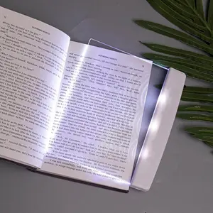 Flat Book Light Page Book Light for Reading in Bed at Night Clear LED Book Full Page Light Illuminator Panel Plate Lamp Board Wireless