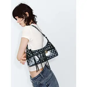 URBAN REVIVO 2026 Summer Women's Polka Dot Color Block Clear Ita Shoulder Bag UAYB60081
