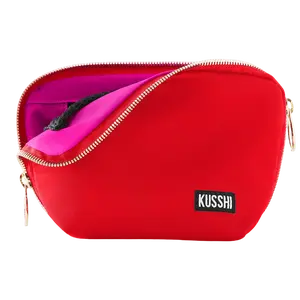 Kusshi Everyday Makeup Bag – Candy Apple Red with Pink Interior