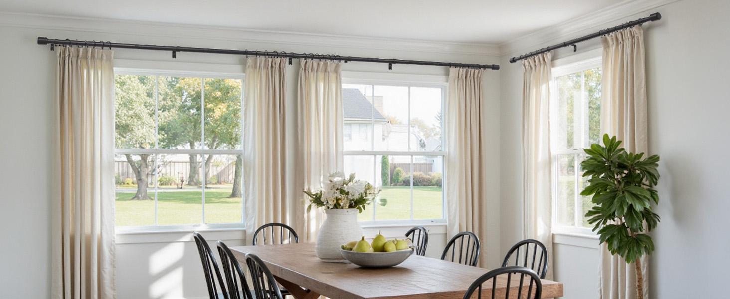 Inovaday Heavy Duty Stable Curtain Rods for windows, Adjustable Window Rod with Finials, 1 Inch Drapery Rod for Bedroom, Living Room, Outdoor Patio
