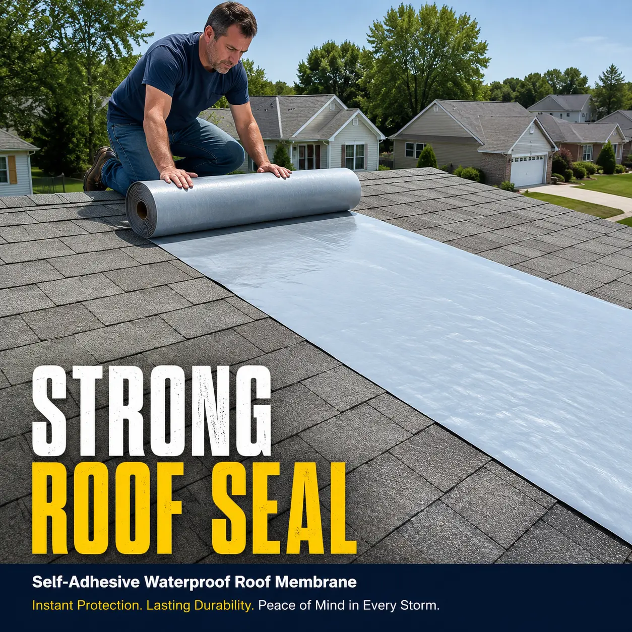 Waterproof sealant tape 19.6IN*16.4FT heavy-duty Waterproof Tape for Roof Repairs Siding Boat Hulls Concrete Foundations & More Heavy-Duty Flexible Sealant Provides Superior Leak Protection on Various Surfaces All-Season Durability for Home Commercial Use