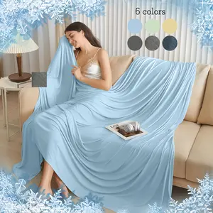 Reversible Cooling Blanket for Hot Sleepers, 0.43 Q-max Cold Touch, Lightweight Ultra-Thin Summer Throw Blanket, Soft Cool Blanket for Bed, Sofa, Travel, Dorm, Office, Gift for Women Men, Cozy Throw Blanket