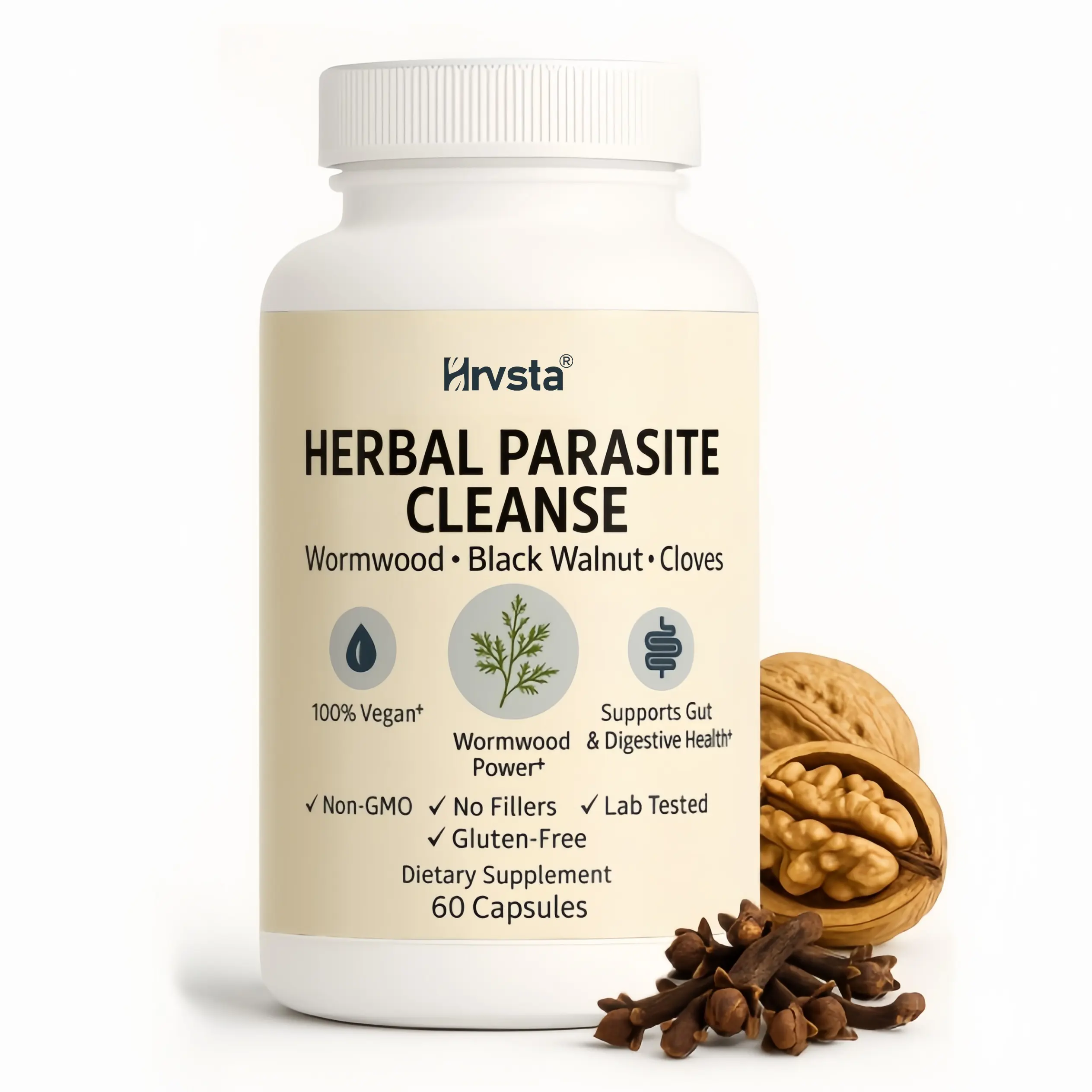Wormwood Black Walnut Clove Natural Botanical Dietary Supplement - Intestinal Guard, Cleanse & Detox Formula for Humans, 60 Capsules with Wormwood Herb & Black Walnut Extract, No Fillers