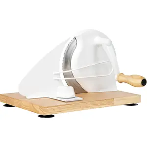 Manual Bread Slicer for Homemade Bread - Adjustable Thickness, Even Slicing Hand-Crank Bread  with Scale Guide, Serrated  & Secure Base