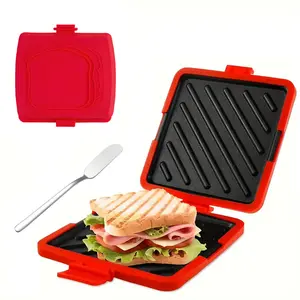 Your All-in-One Microwave Grill!  Get Creative with This Adjustable Non-Stick Tray for Sandwiches, Bacon, Chicken Wings & More – Includes Butter Knife for Easy Prep