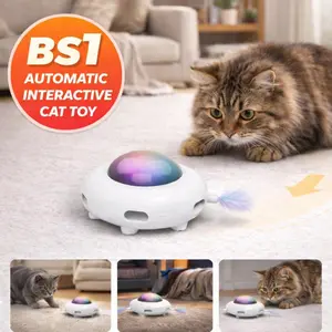 Automatic Interactive Cat Toy, Moving Feather UFO Toy for Indoor Cats, Helps Burn Energy, Reduce Boredom & Prevent Destructive Behavior, USB Rechargeable #SummerVibes
