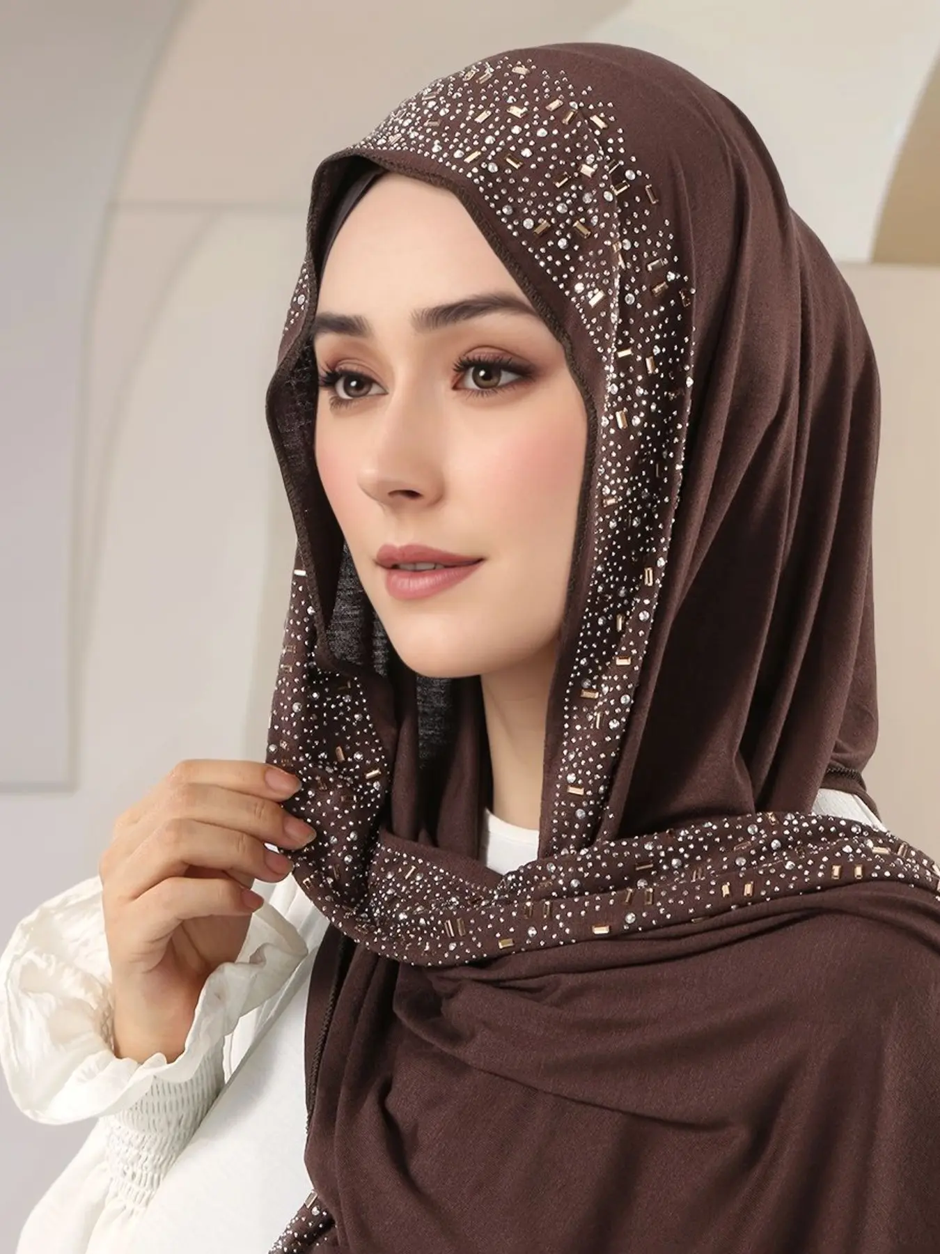 Women's Casual Fitted Headscarf Modest Hijab Turban Hijab, Modesty, Woven Fabric Thin Design, All Season Wearable Plain Color Scarf, Stylish Accessory for Daily Use