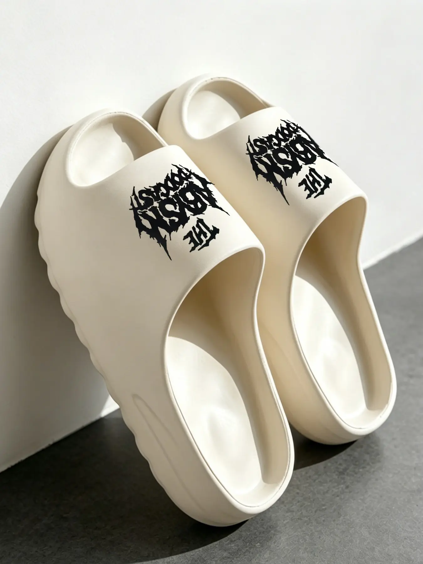 Men Women Streetwear Graphic Slides, Eva Thick Sole Soft Non Slip Slippers, Casual Indoor Outdoor Beach Sandals, Comfortable Footwear, Sliders Shoes